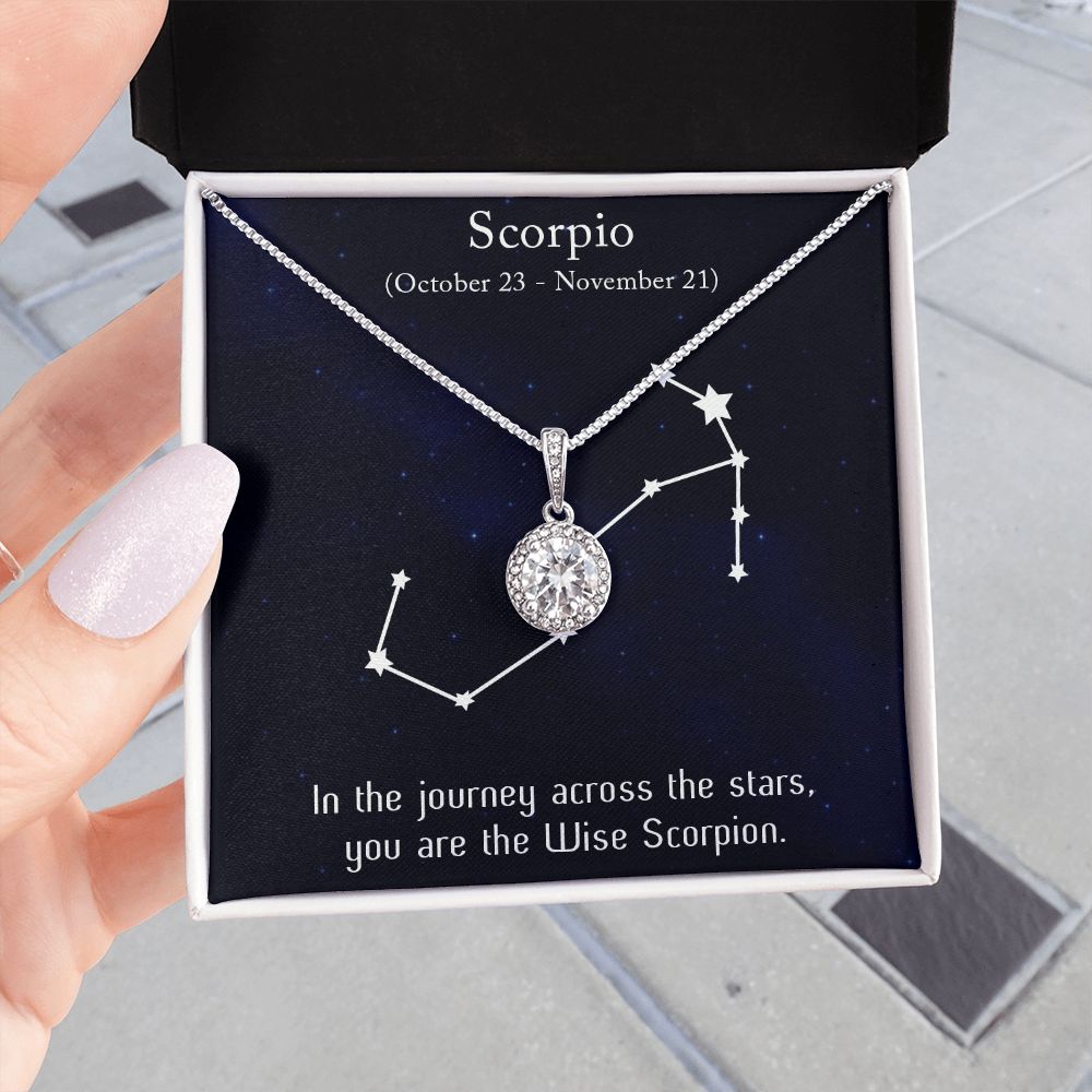 YOU ARE THE WISE SCORPION, SCORPIO MESSAGE CARD WITH ETERNAL HOPE NECKLACE, ZODIAC MESSAGE CARD, GIFT FOR HER