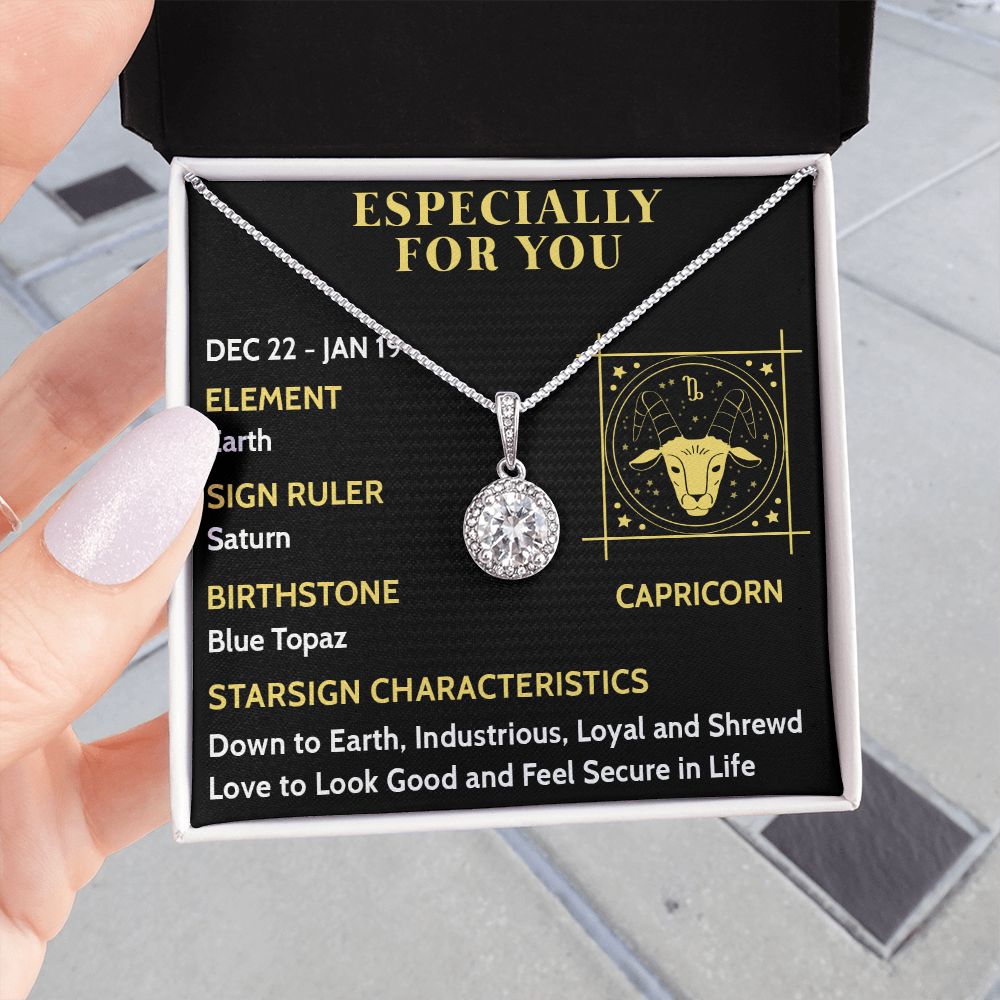 ESPECIALLY FOR YOU, CAPRICORN MESSAGE CARD WITH ETERNAL HOPE NECKLACE, ZODIAC MESSAGE CARD, GIFT FOR HER