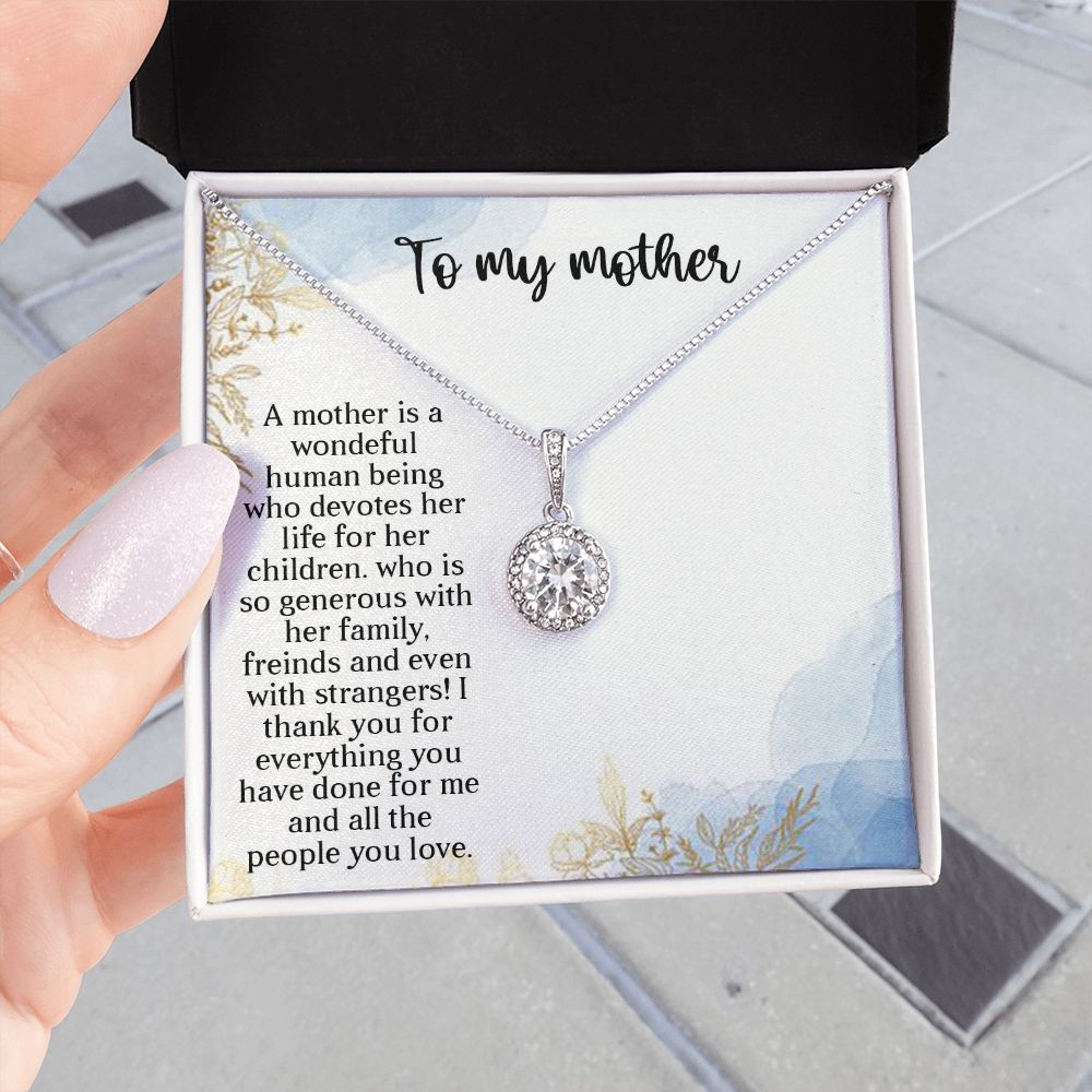 TO MY MOTHER, ETERNAL HOPE NECKLACE FOR MOM, NECKLACE WITH MESSAGE CARD, BIRTHDAY, MOTHER'S DAY GIFT FOR HER
