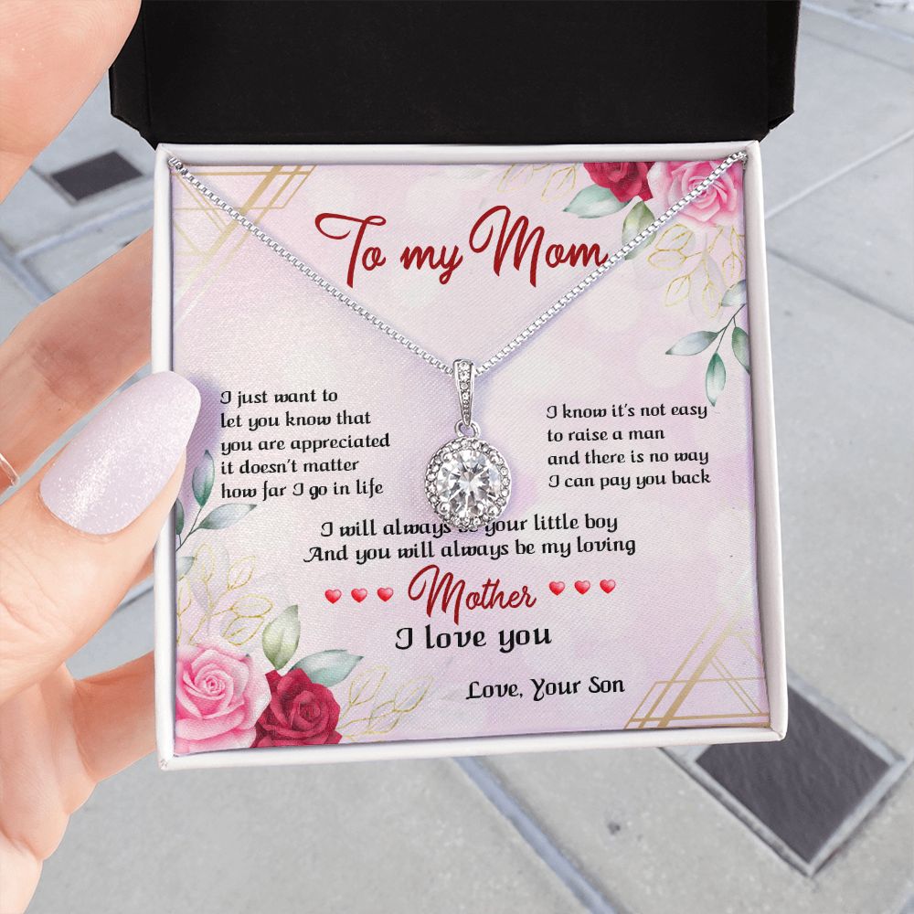 TO MY MOM, ETERNAL HOPE NECKLACE FOR MOM, NECKLACE WITH MESSAGE CARD, BIRTHDAY, MOTHER'S DAY GIFT FOR HER