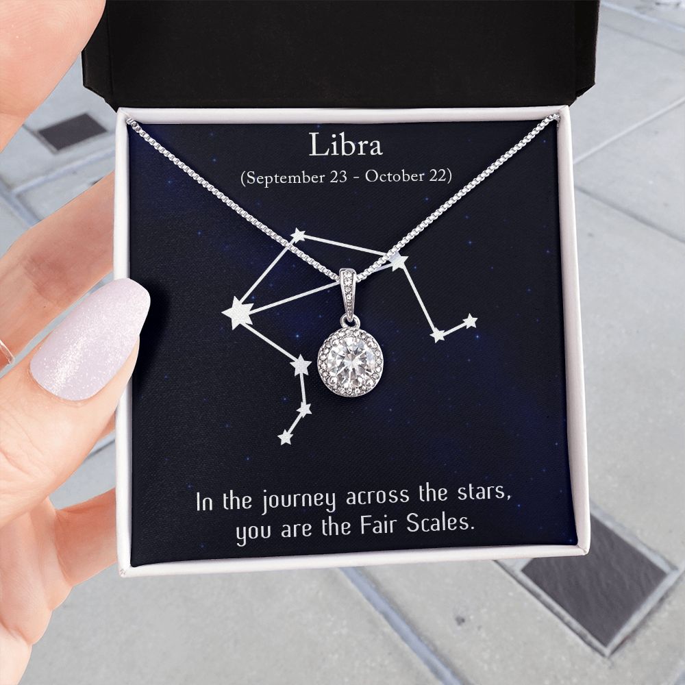 YOU ARE THE FAIR SCALES, LIBRA MESSAGE CARD WITH ETERNAL HOPE NECKLACE, ZODIAC MESSAGE CARD, GIFT FOR HER