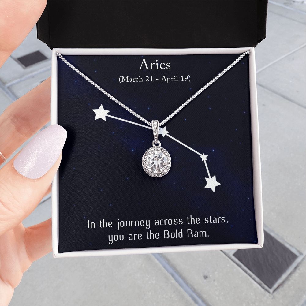 YOU ARE THE BOLD RAM, ARIES MESSAGE CARD WITH ETERNAL HOPE NECKLACE, ZODIAC MESSAGE CARD, GIFT FOR HER