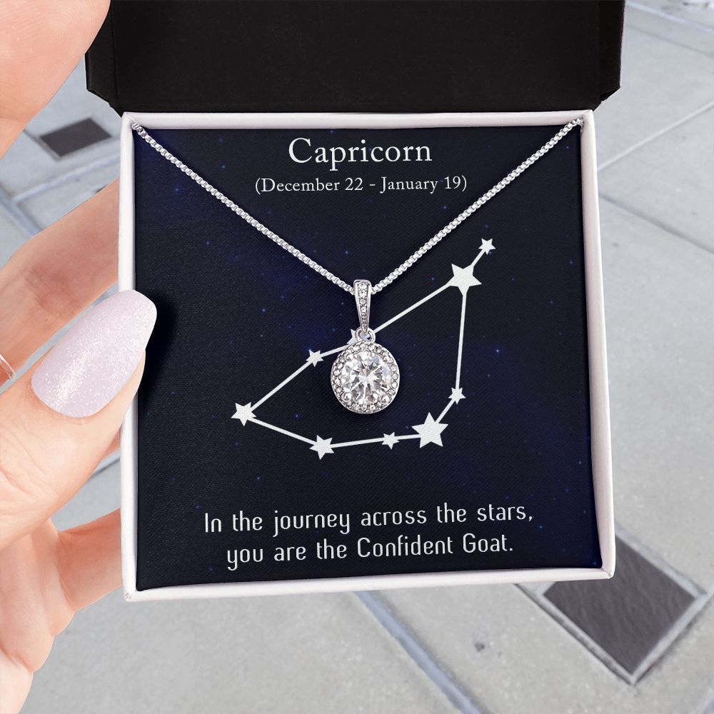 YOU ARE THE CONFIDENT GOAT, CAPRICORN MESSAGE CARD WITH ETERNAL HOPE NECKLACE, ZODIAC MESSAGE CARD, GIFT FOR HER