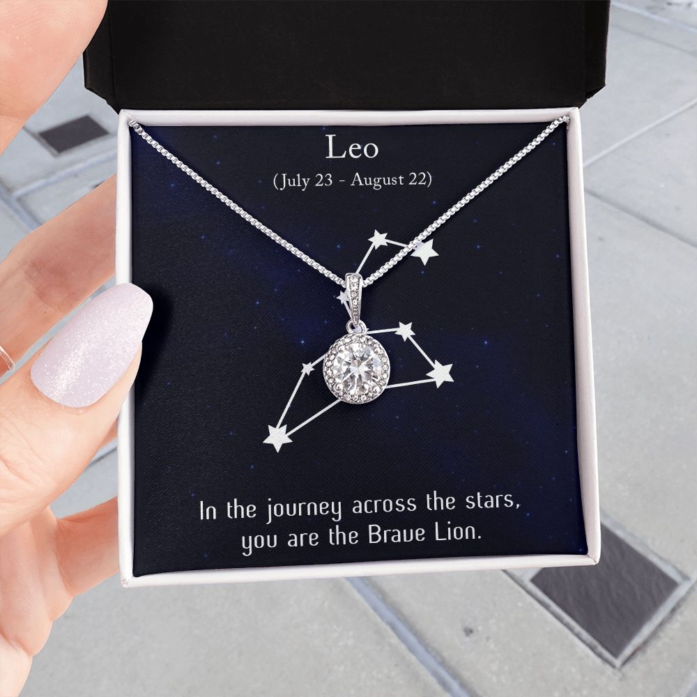 YOU ARE THE BRAVE LION, LEO MESSAGE CARD WITH ETERNAL HOPE NECKLACE, ZODIAC MESSAGE CARD, GIFT FOR HER