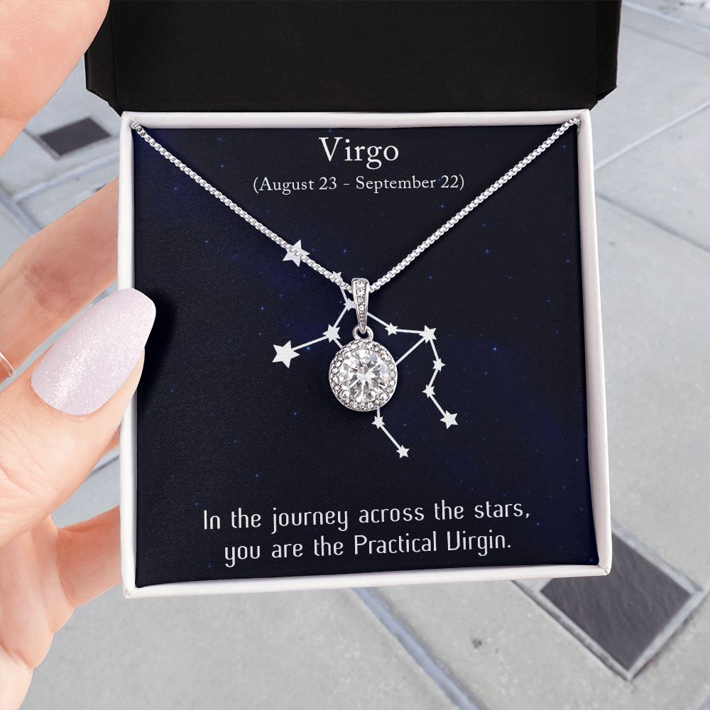 YOU ARE THE PRACTICAL VIRGIN, VIRGO MESSAGE CARD WITH ETERNAL HOPE NECKLACE, ZODIAC MESSAGE CARD, GIFT FOR HER