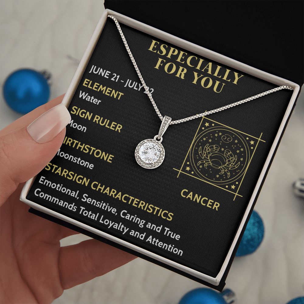 ESPECIALLY FOR YOU, CANCER MESSAGE CARD WITH ETERNAL HOPE NECKLACE, ZODIAC MESSAGE CARD, GIFT FOR HER