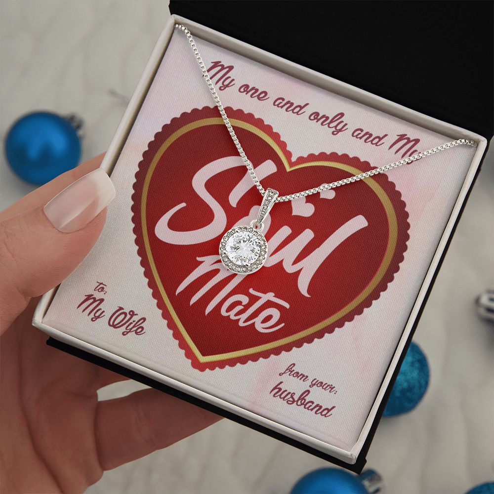 My Soulmate My Wife, Eternal Hope Necklace For Wife With Message Card, Birthday, Valentine's Day Gift For Her