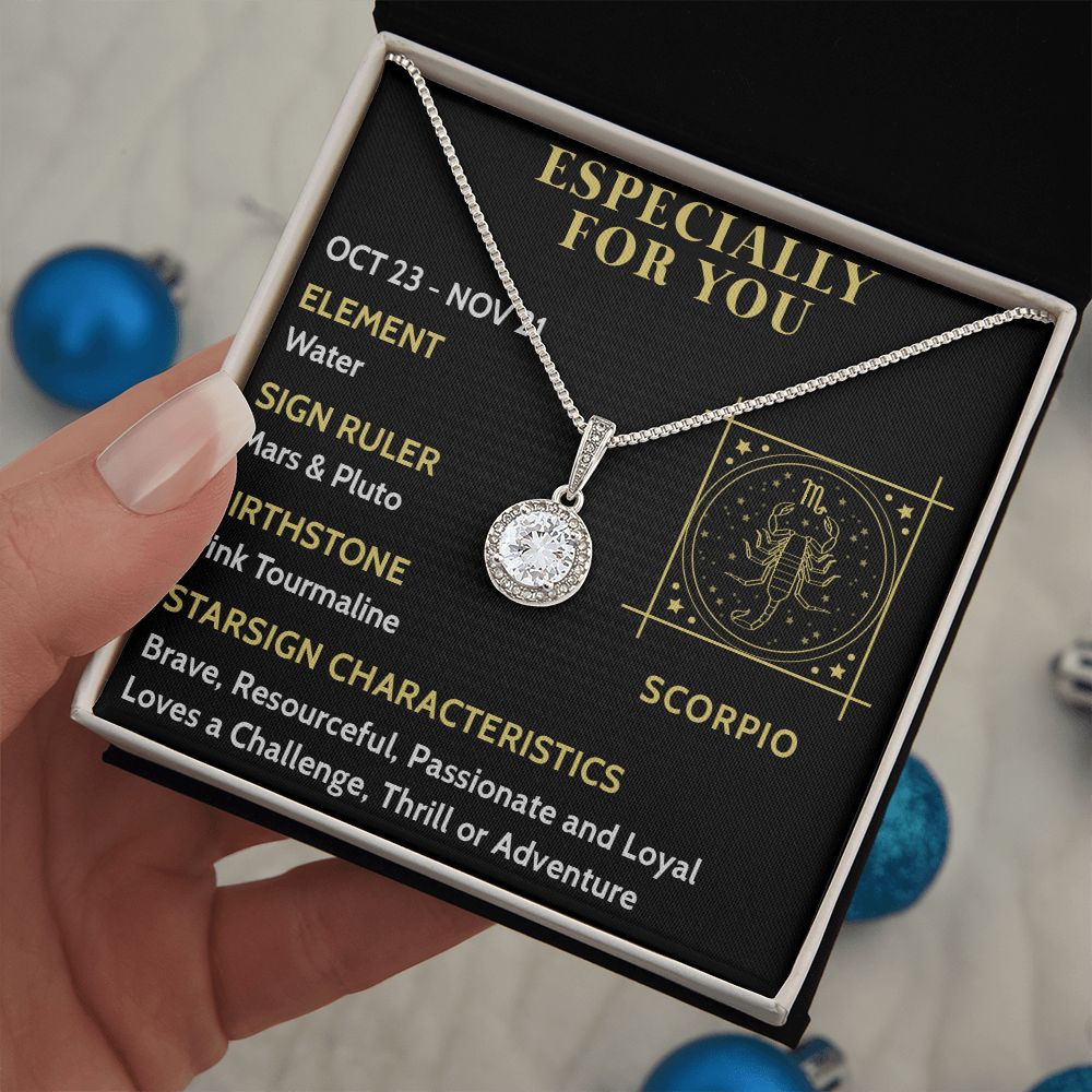 ESPECIALLY FOR YOU, SCORPIO MESSAGE CARD WITH ETERNAL HOPE NECKLACE, ZODIAC MESSAGE CARD, GIFT FOR HER