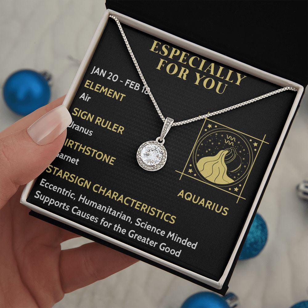 ESPECIALLY FOR YOU, AQUARIUS MESSAGE CARD WITH ETERNAL HOPE NECKLACE, ZODIAC MESSAGE CARD, GIFT FOR HER