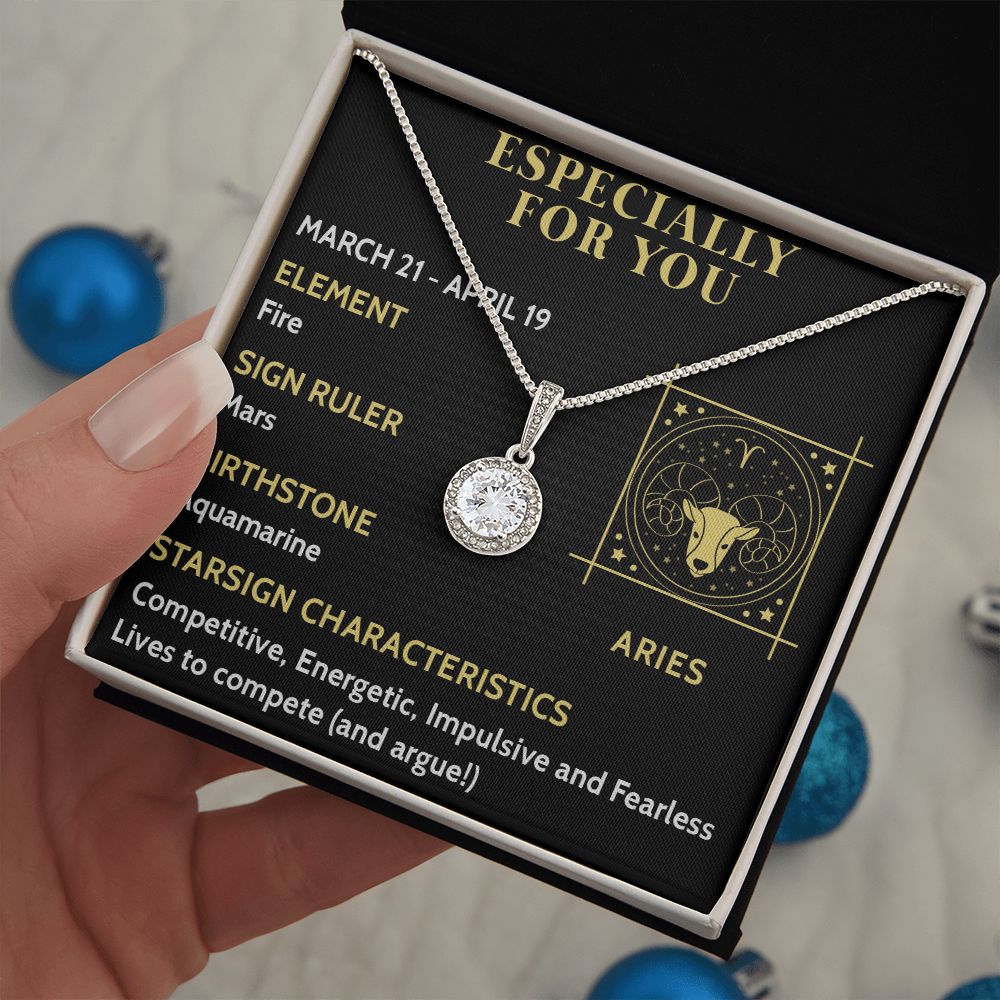 ESPECIALLY FOR YOU, ARIES MESSAGE CARD WITH ETERNAL HOPE NECKLACE, ZODIAC MESSAGE CARD, GIFT FOR HER