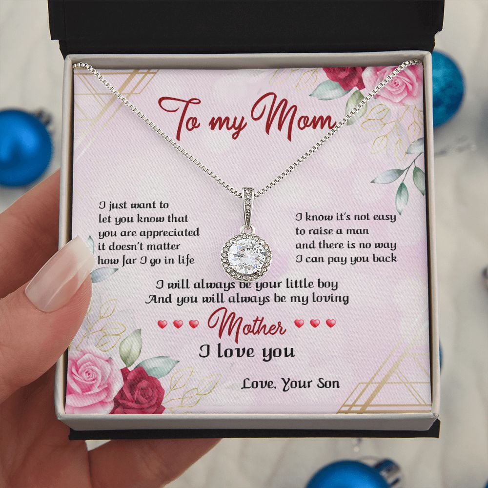 TO MY MOM, ETERNAL HOPE NECKLACE FOR MOM, NECKLACE WITH MESSAGE CARD, BIRTHDAY, MOTHER'S DAY GIFT FOR HER