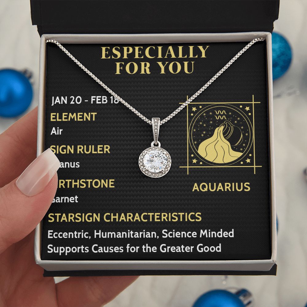 ESPECIALLY FOR YOU, AQUARIUS MESSAGE CARD WITH ETERNAL HOPE NECKLACE, ZODIAC MESSAGE CARD, GIFT FOR HER