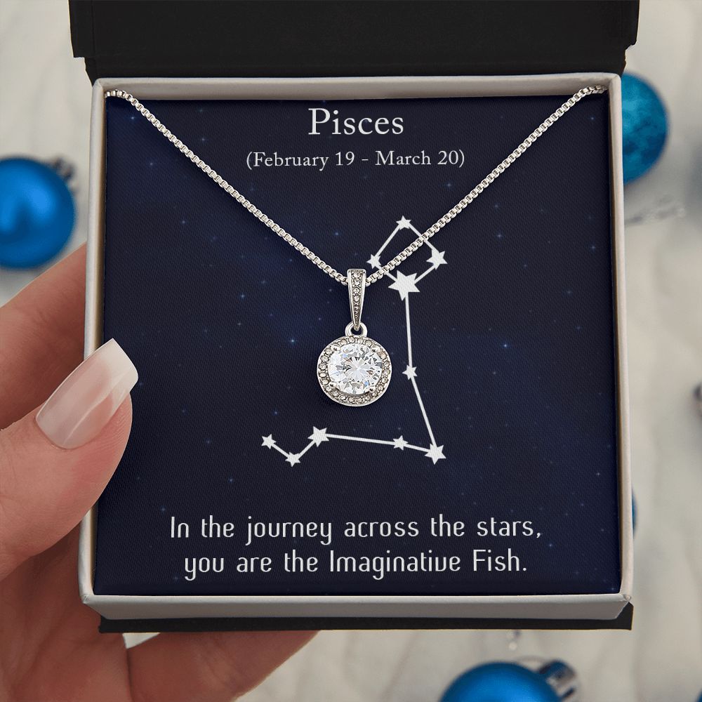 YOU ARE THE IMAGINATIVE FISH, PISCES MESSAGE CARD WITH ETERNAL HOPE NECKLACE, ZODIAC MESSAGE CARD, GIFT FOR HER