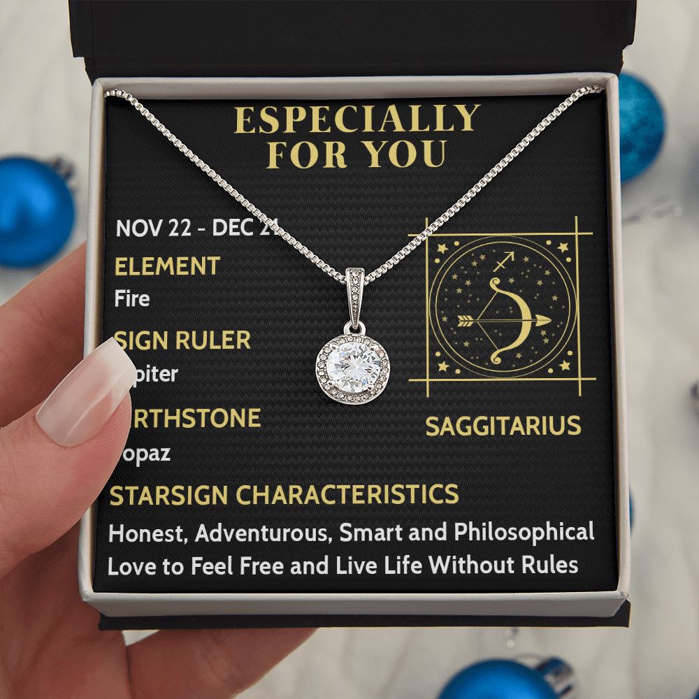 ESPECIALLY FOR YOU, SAGGITARIUS MESSAGE CARD WITH ETERNAL HOPE NECKLACE, ZODIAC MESSAGE CARD, GIFT FOR HER