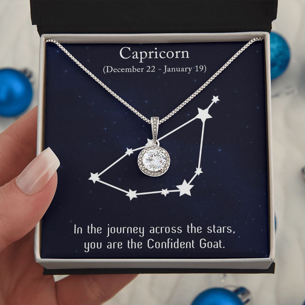 YOU ARE THE CONFIDENT GOAT, CAPRICORN MESSAGE CARD WITH ETERNAL HOPE NECKLACE, ZODIAC MESSAGE CARD, GIFT FOR HER