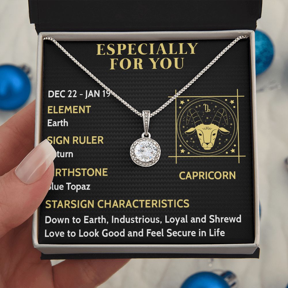 ESPECIALLY FOR YOU, CAPRICORN MESSAGE CARD WITH ETERNAL HOPE NECKLACE, ZODIAC MESSAGE CARD, GIFT FOR HER