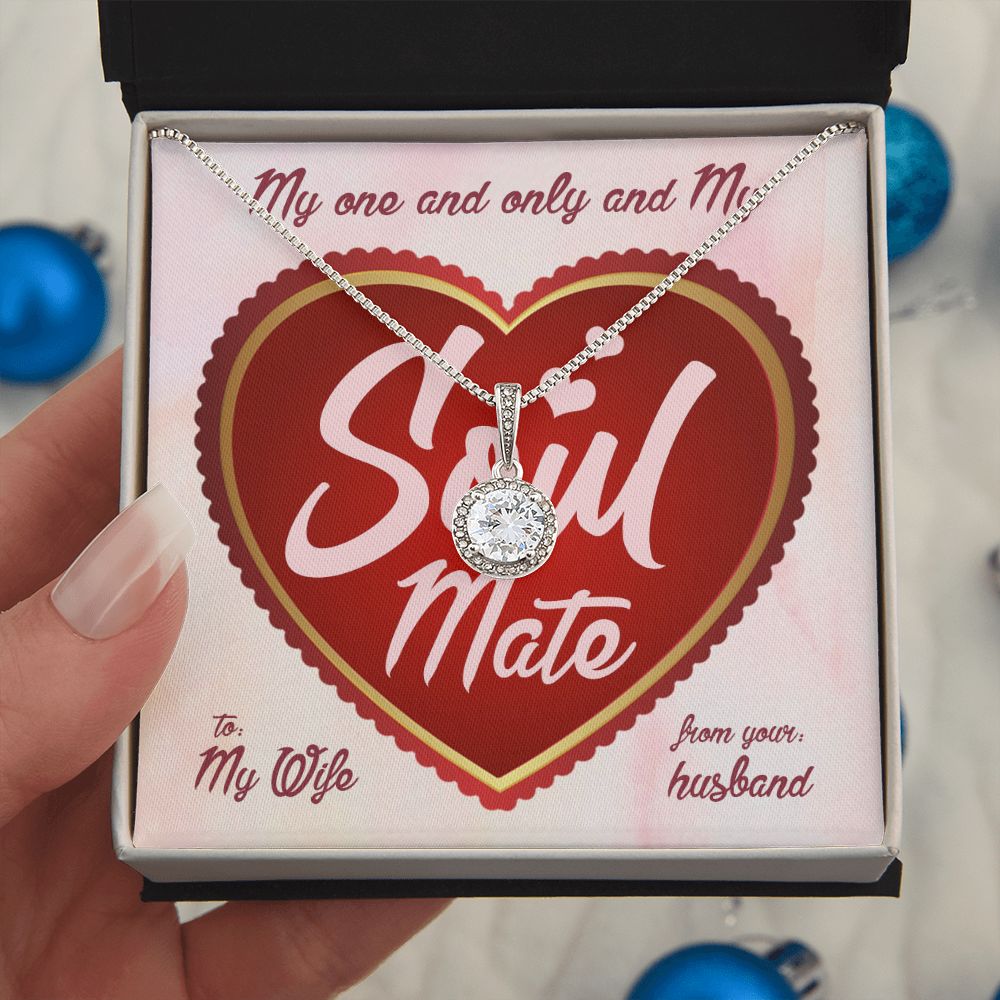 My Soulmate My Wife, Eternal Hope Necklace For Wife With Message Card, Birthday, Valentine's Day Gift For Her