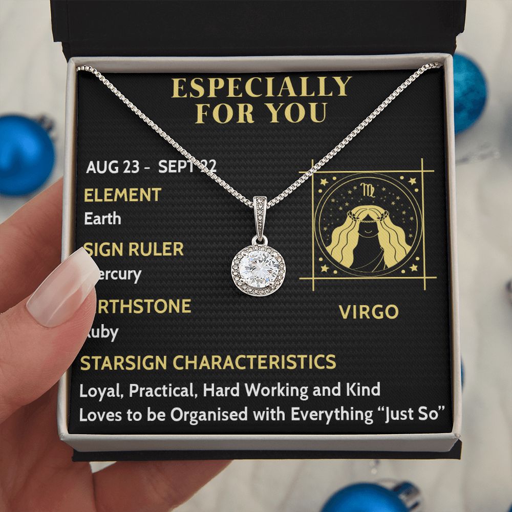 ESPECIALLY FOR YOU, VIRGO MESSAGE CARD WITH ETERNAL HOPE NECKLACE, ZODIAC MESSAGE CARD, GIFT FOR HER