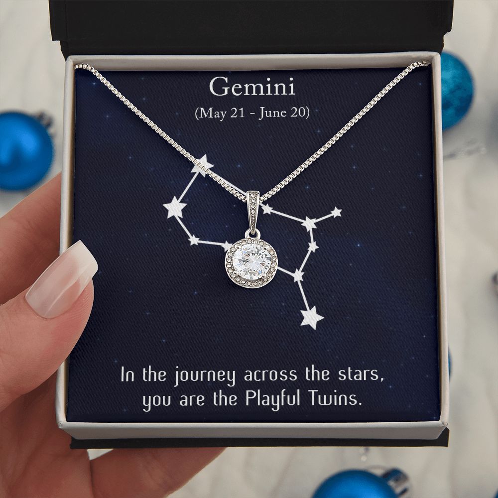 YOU ARE THE PLAYFUL TWINS, GEMINI MESSAGE CARD WITH ETERNAL HOPE NECKLACE, ZODIAC MESSAGE CARD, GIFT FOR HER