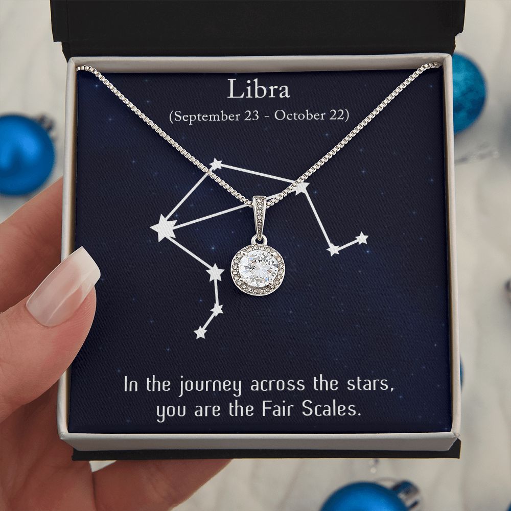 YOU ARE THE FAIR SCALES, LIBRA MESSAGE CARD WITH ETERNAL HOPE NECKLACE, ZODIAC MESSAGE CARD, GIFT FOR HER