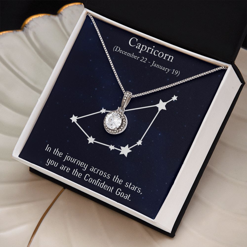 YOU ARE THE CONFIDENT GOAT, CAPRICORN MESSAGE CARD WITH ETERNAL HOPE NECKLACE, ZODIAC MESSAGE CARD, GIFT FOR HER