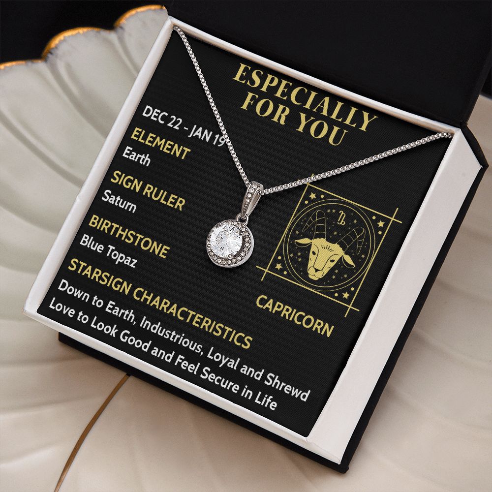 ESPECIALLY FOR YOU, CAPRICORN MESSAGE CARD WITH ETERNAL HOPE NECKLACE, ZODIAC MESSAGE CARD, GIFT FOR HER