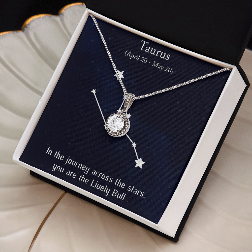 YOU ARE THE LIVELY BULL, TAURUS MESSAGE CARD WITH ETERNAL HOPE NECKLACE, ZODIAC MESSAGE CARD, GIFT FOR HER