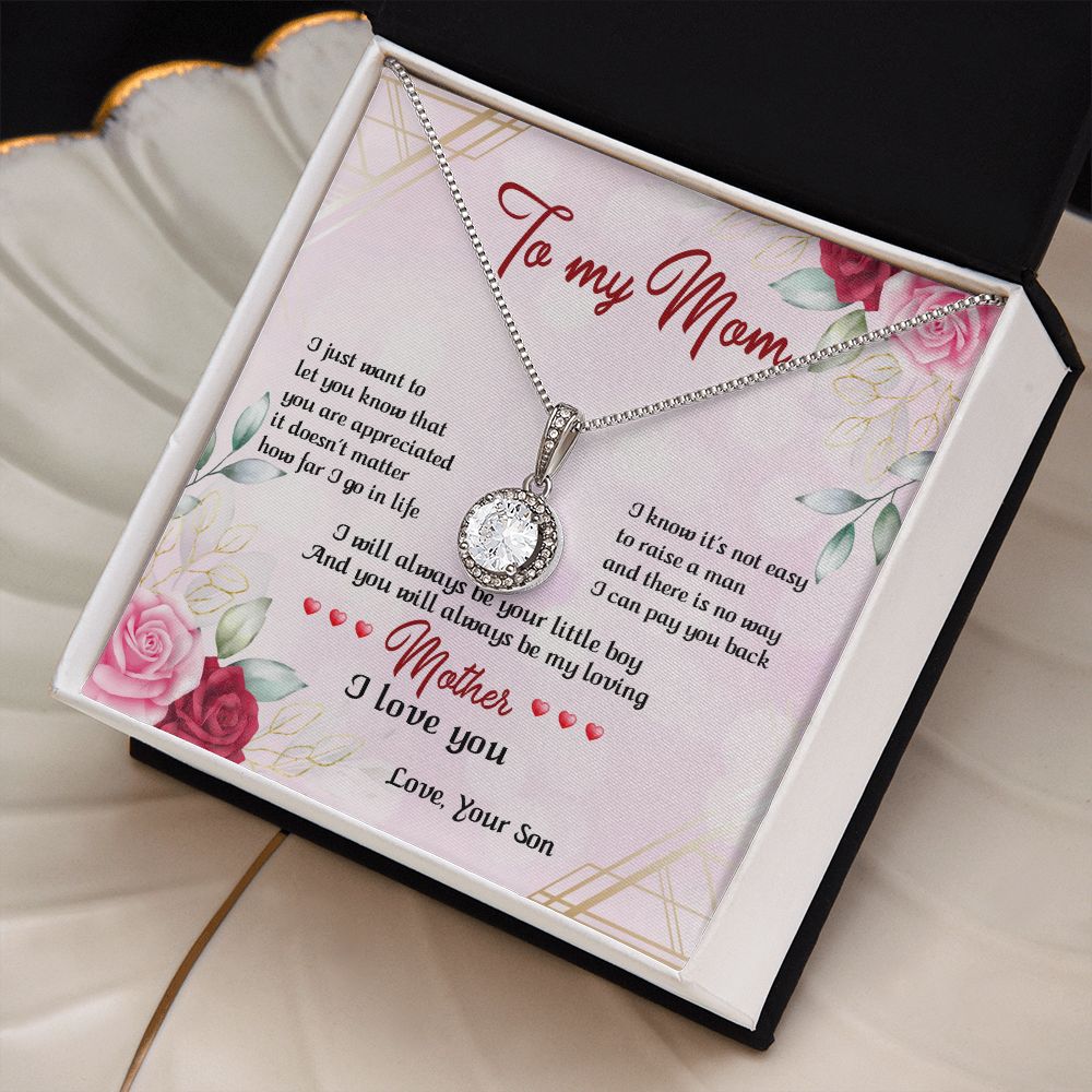TO MY MOM, ETERNAL HOPE NECKLACE FOR MOM, NECKLACE WITH MESSAGE CARD, BIRTHDAY, MOTHER'S DAY GIFT FOR HER