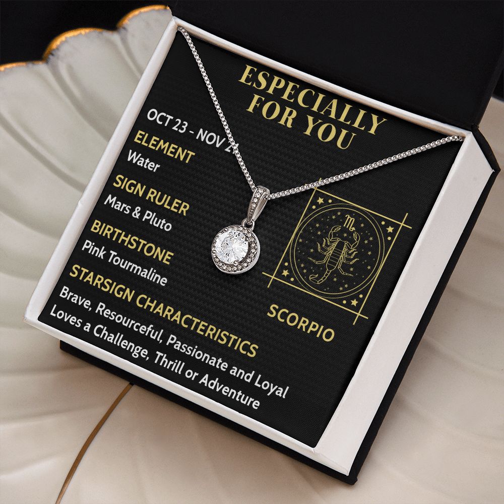 ESPECIALLY FOR YOU, SCORPIO MESSAGE CARD WITH ETERNAL HOPE NECKLACE, ZODIAC MESSAGE CARD, GIFT FOR HER