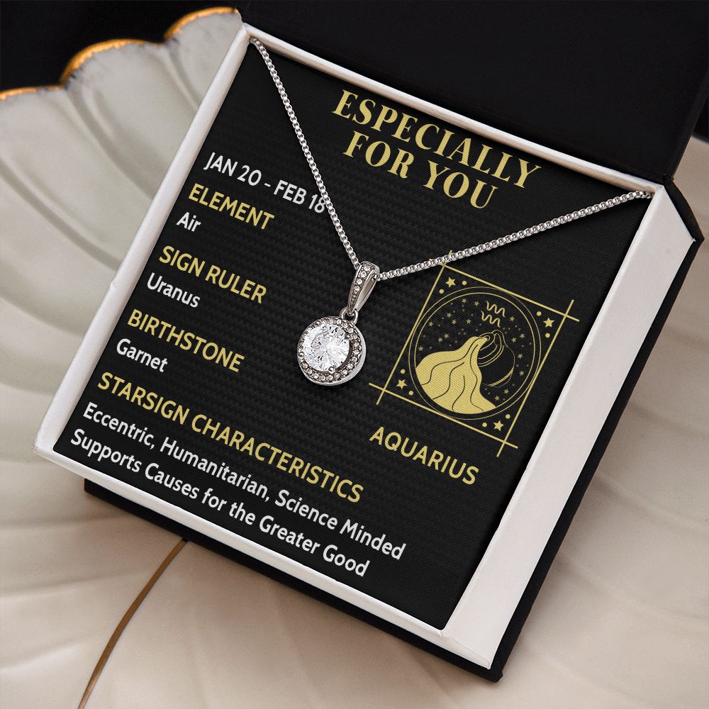 ESPECIALLY FOR YOU, AQUARIUS MESSAGE CARD WITH ETERNAL HOPE NECKLACE, ZODIAC MESSAGE CARD, GIFT FOR HER