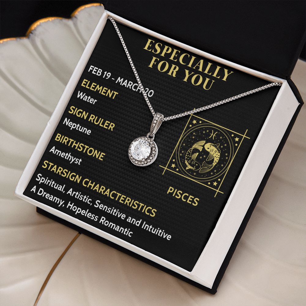 ESPECIALLY FOR YOU, PISCES MESSAGE CARD WITH ETERNAL HOPE NECKLACE, ZODIAC MESSAGE CARD, GIFT FOR HER