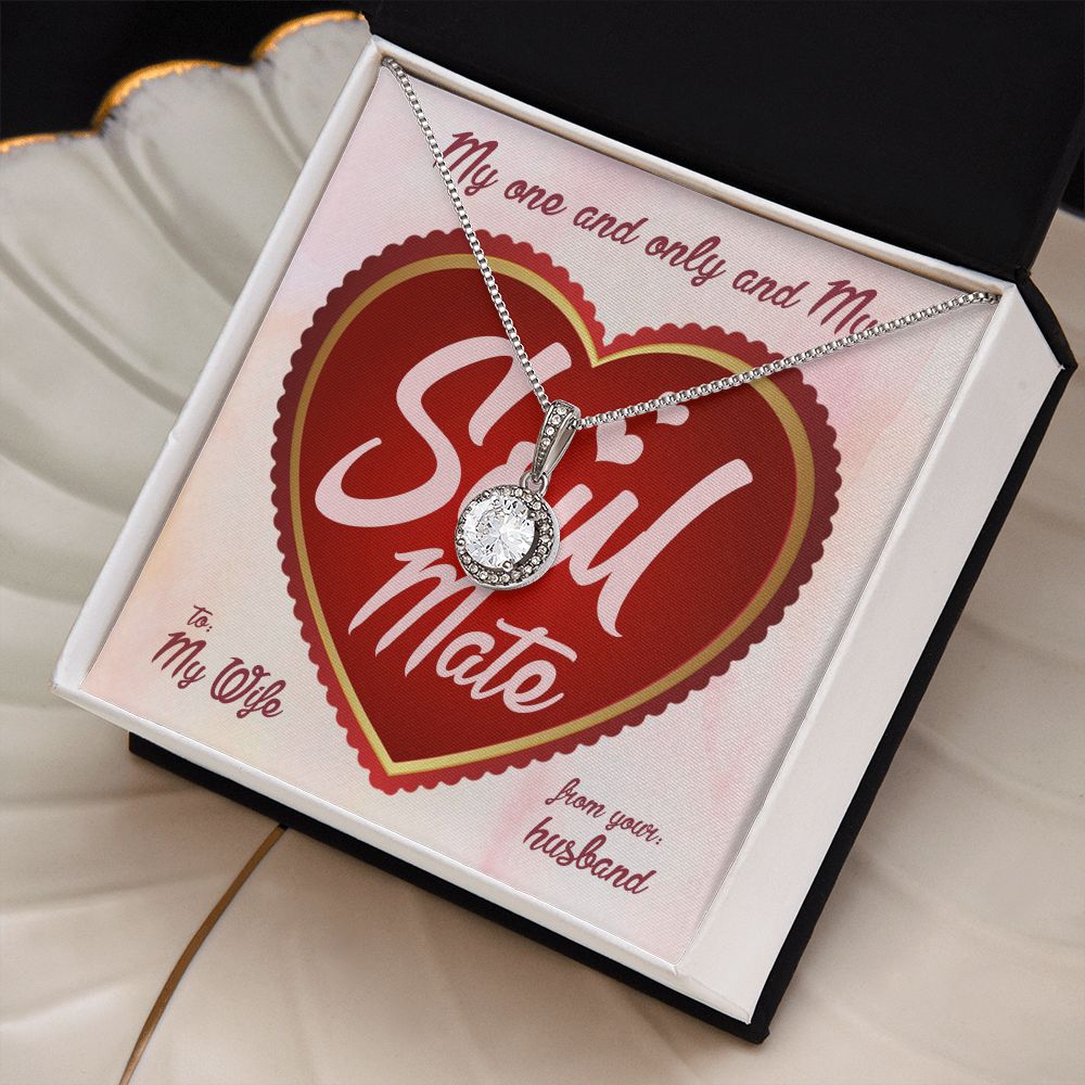 My Soulmate My Wife, Eternal Hope Necklace For Wife With Message Card, Birthday, Valentine's Day Gift For Her