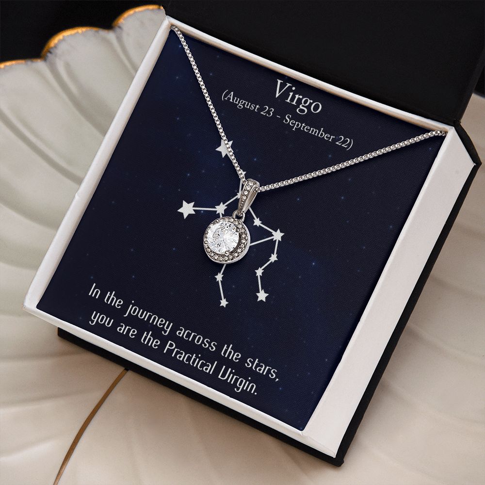 YOU ARE THE PRACTICAL VIRGIN, VIRGO MESSAGE CARD WITH ETERNAL HOPE NECKLACE, ZODIAC MESSAGE CARD, GIFT FOR HER