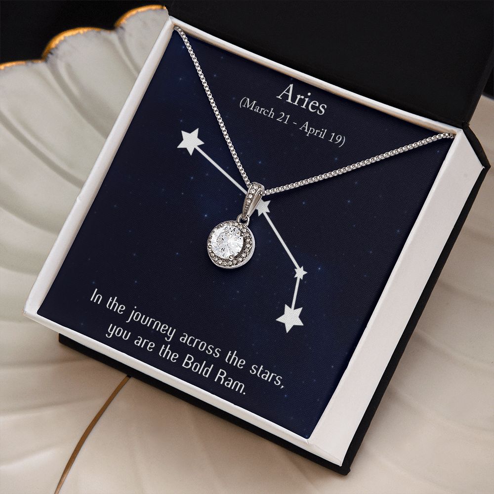 YOU ARE THE BOLD RAM, ARIES MESSAGE CARD WITH ETERNAL HOPE NECKLACE, ZODIAC MESSAGE CARD, GIFT FOR HER