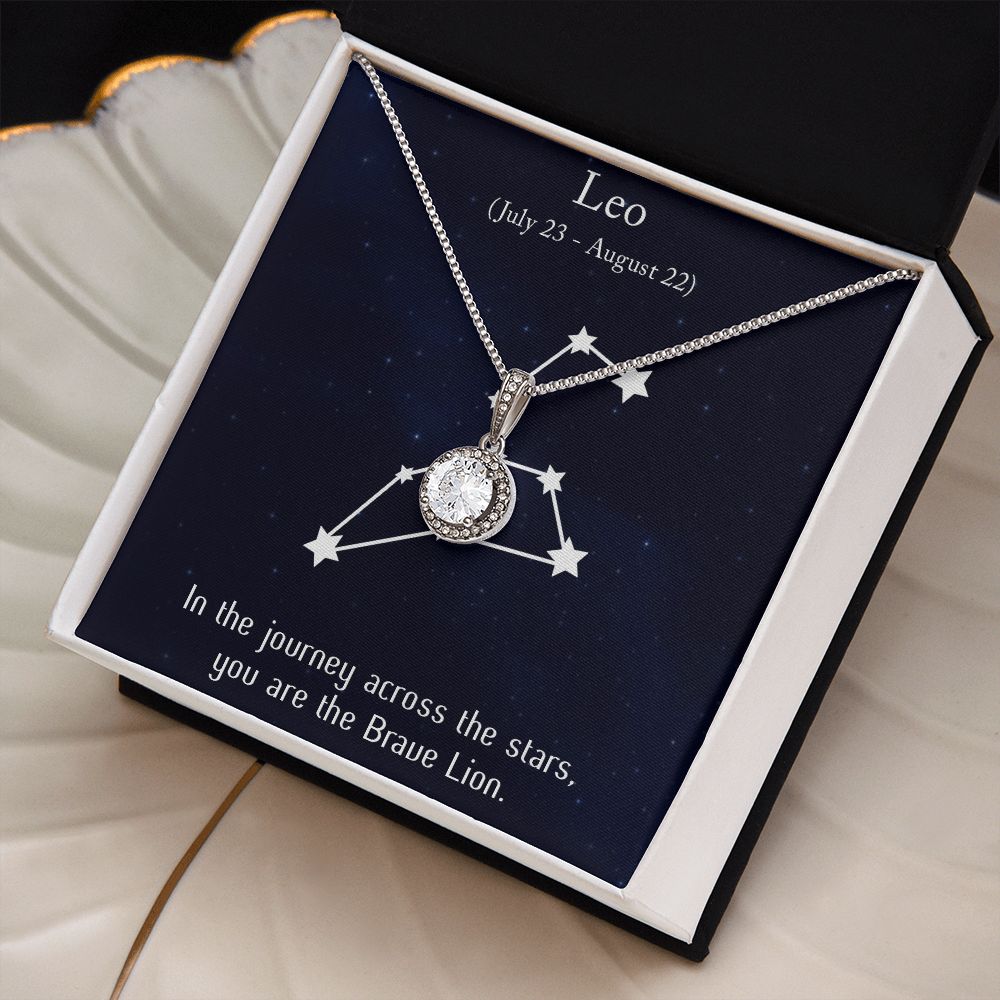 YOU ARE THE BRAVE LION, LEO MESSAGE CARD WITH ETERNAL HOPE NECKLACE, ZODIAC MESSAGE CARD, GIFT FOR HER