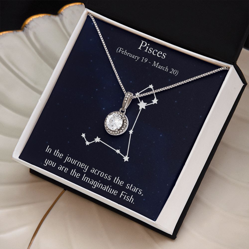 YOU ARE THE IMAGINATIVE FISH, PISCES MESSAGE CARD WITH ETERNAL HOPE NECKLACE, ZODIAC MESSAGE CARD, GIFT FOR HER