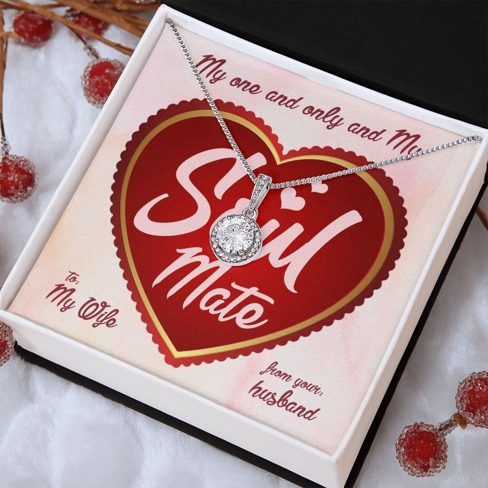 My Soulmate My Wife, Eternal Hope Necklace For Wife With Message Card, Birthday, Valentine's Day Gift For Her