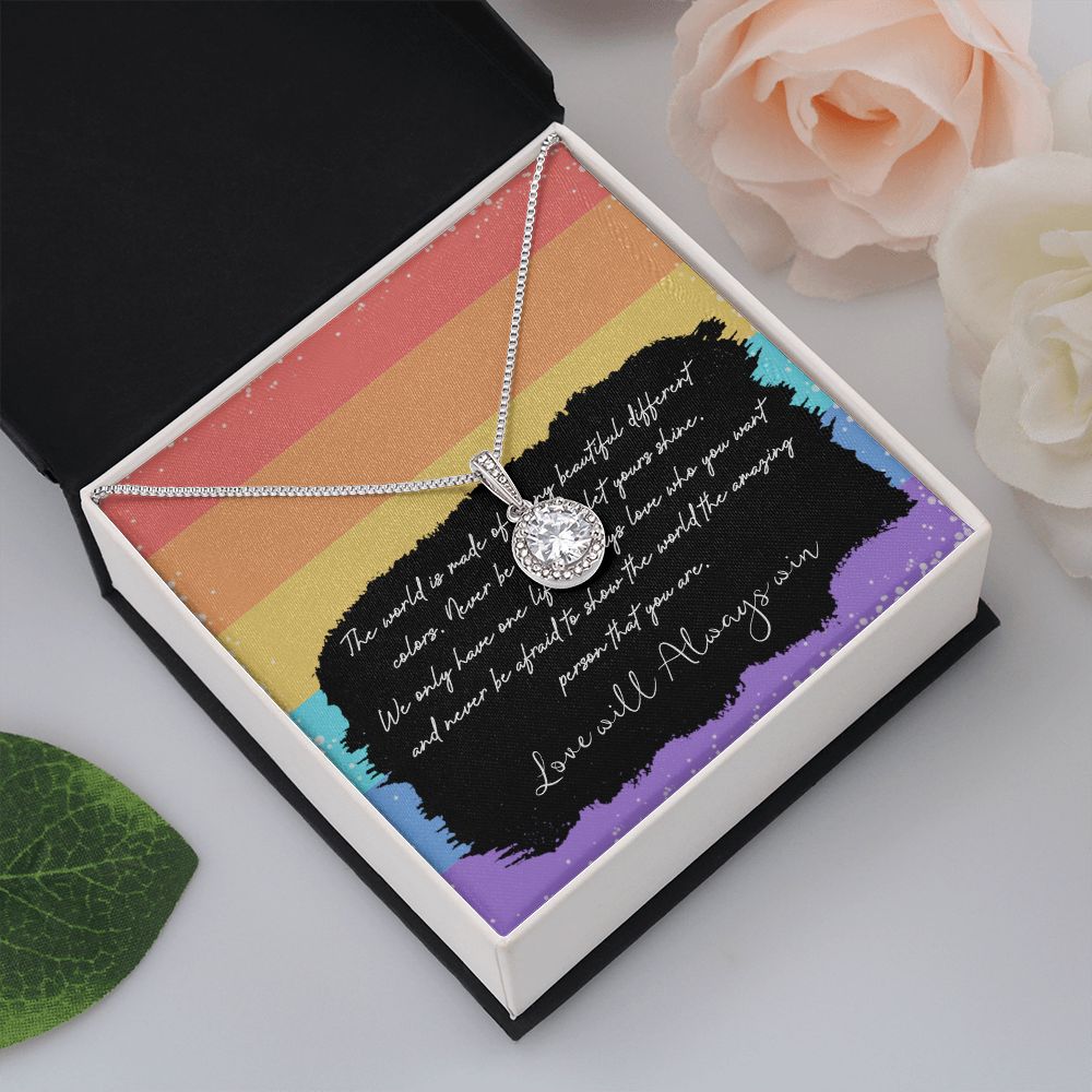 LOVE WILL ALWAYS WIN, ETERNAL HOPE NECKLACE FOR SOULMATE, FOR YOUR LGBTQ PARTNER, WITH MESSAGE CARD, PRIDE NECKLACE,