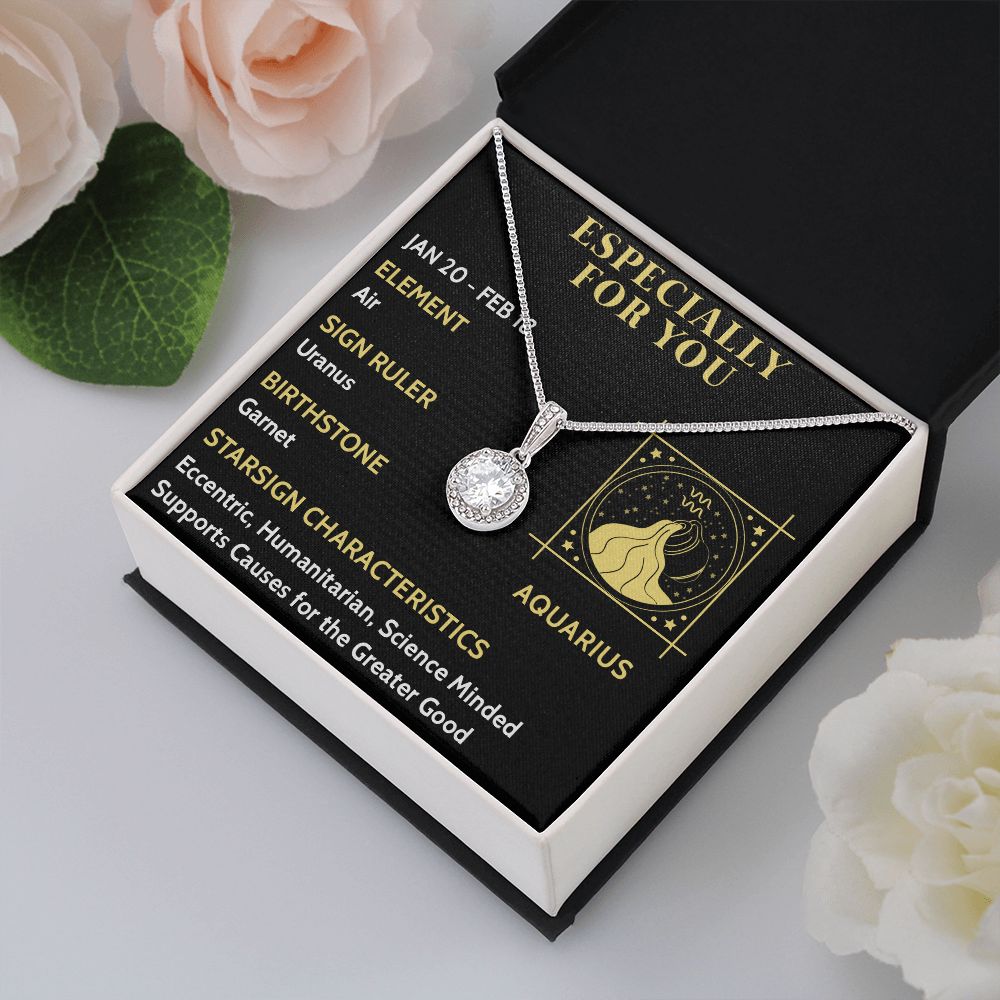 ESPECIALLY FOR YOU, AQUARIUS MESSAGE CARD WITH ETERNAL HOPE NECKLACE, ZODIAC MESSAGE CARD, GIFT FOR HER