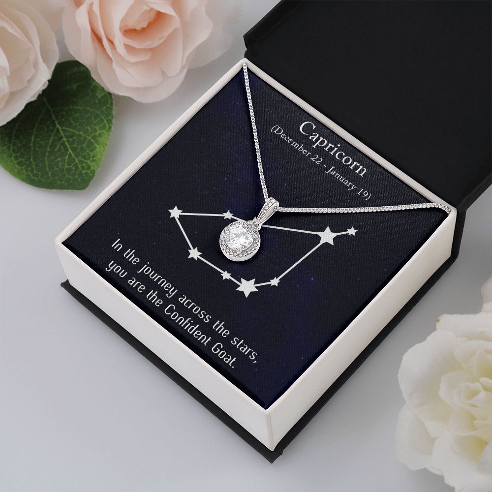 YOU ARE THE CONFIDENT GOAT, CAPRICORN MESSAGE CARD WITH ETERNAL HOPE NECKLACE, ZODIAC MESSAGE CARD, GIFT FOR HER