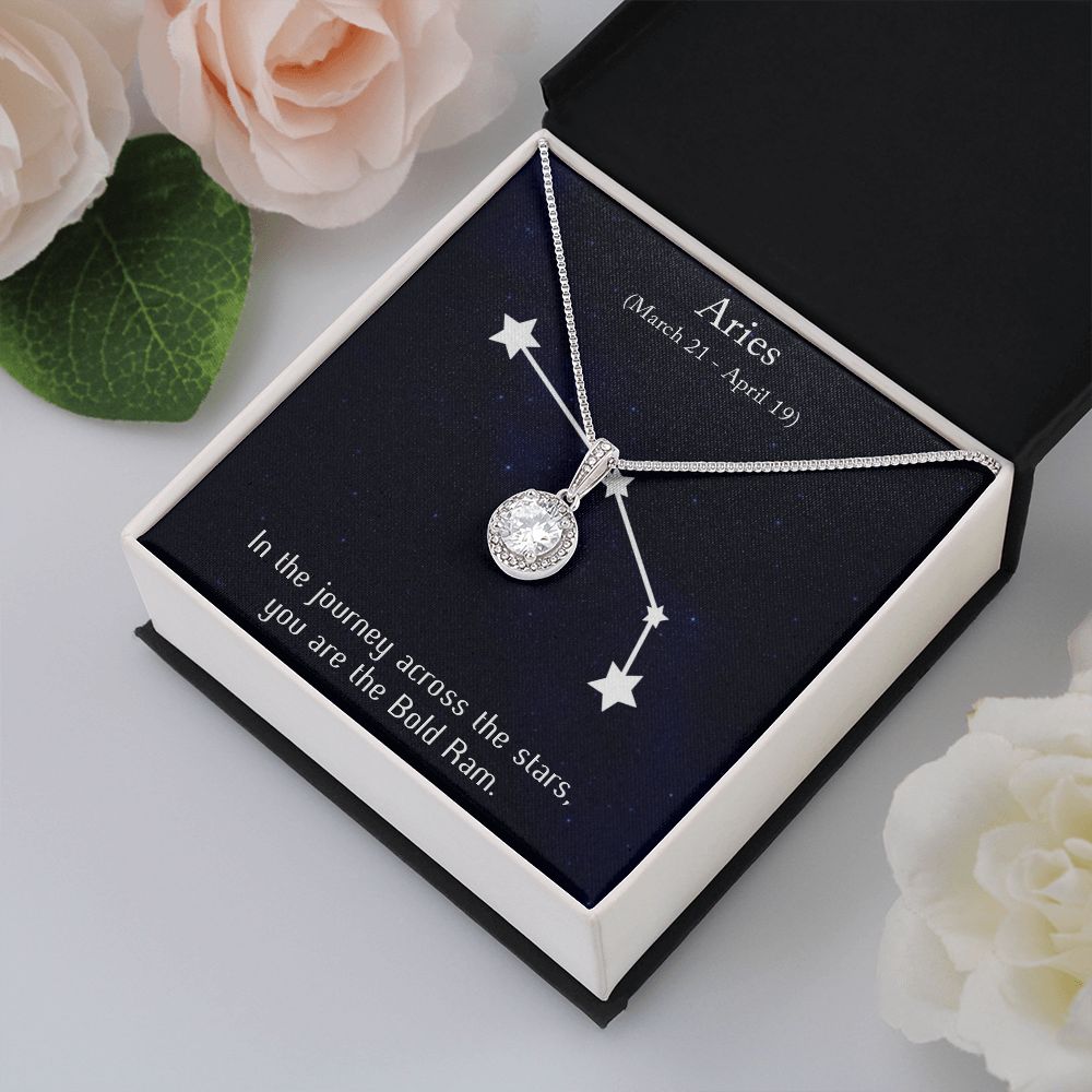 YOU ARE THE BOLD RAM, ARIES MESSAGE CARD WITH ETERNAL HOPE NECKLACE, ZODIAC MESSAGE CARD, GIFT FOR HER