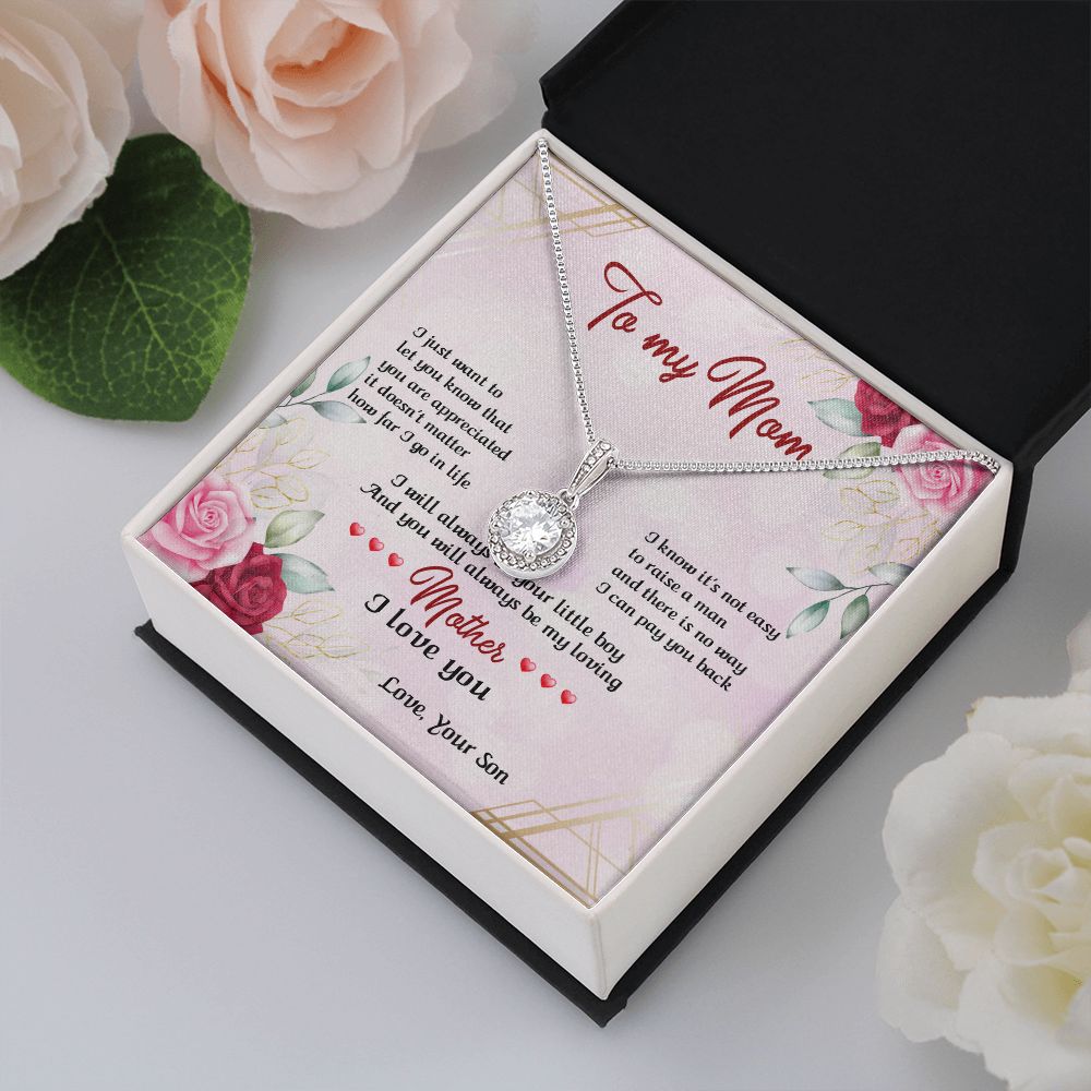 TO MY MOM, ETERNAL HOPE NECKLACE FOR MOM, NECKLACE WITH MESSAGE CARD, BIRTHDAY, MOTHER'S DAY GIFT FOR HER