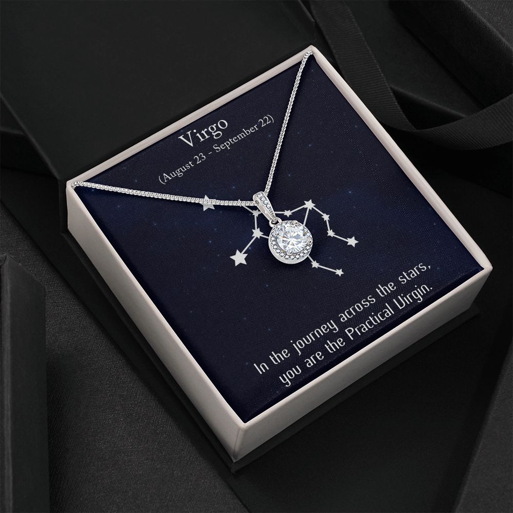 YOU ARE THE PRACTICAL VIRGIN, VIRGO MESSAGE CARD WITH ETERNAL HOPE NECKLACE, ZODIAC MESSAGE CARD, GIFT FOR HER