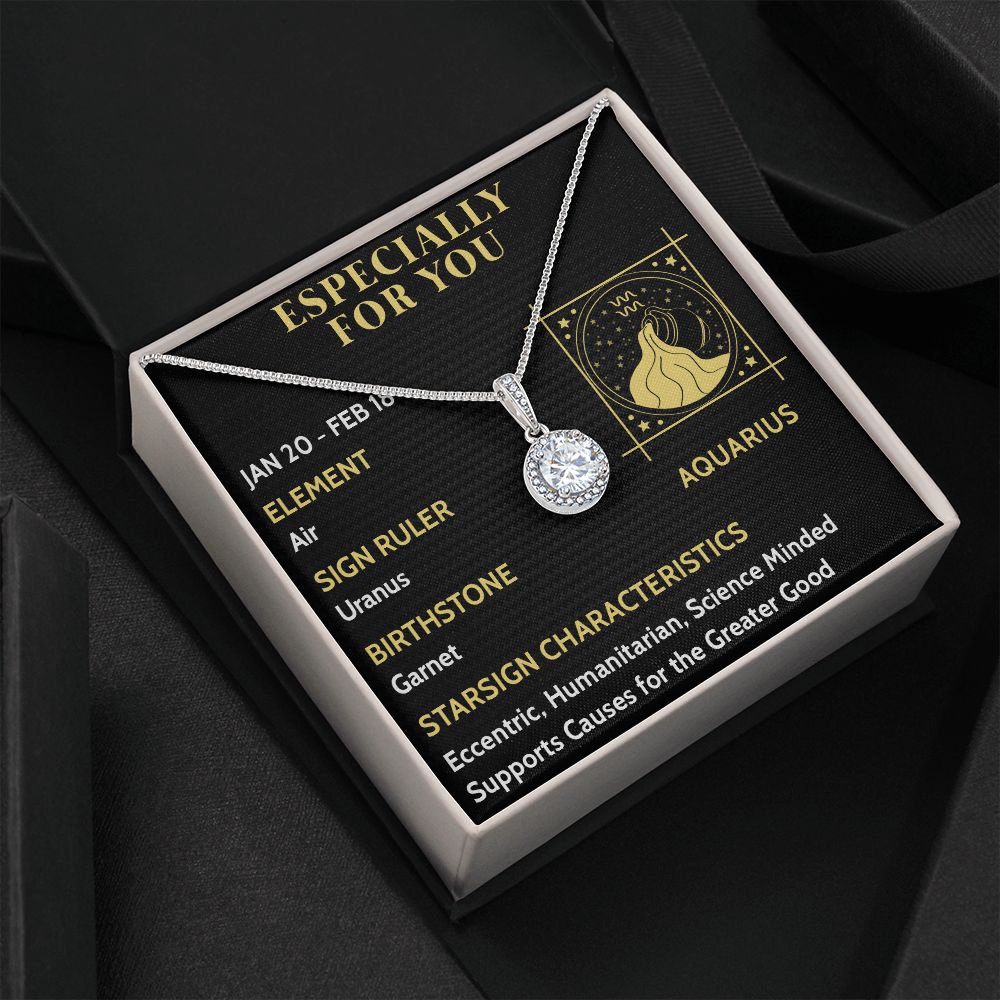 ESPECIALLY FOR YOU, AQUARIUS MESSAGE CARD WITH ETERNAL HOPE NECKLACE, ZODIAC MESSAGE CARD, GIFT FOR HER