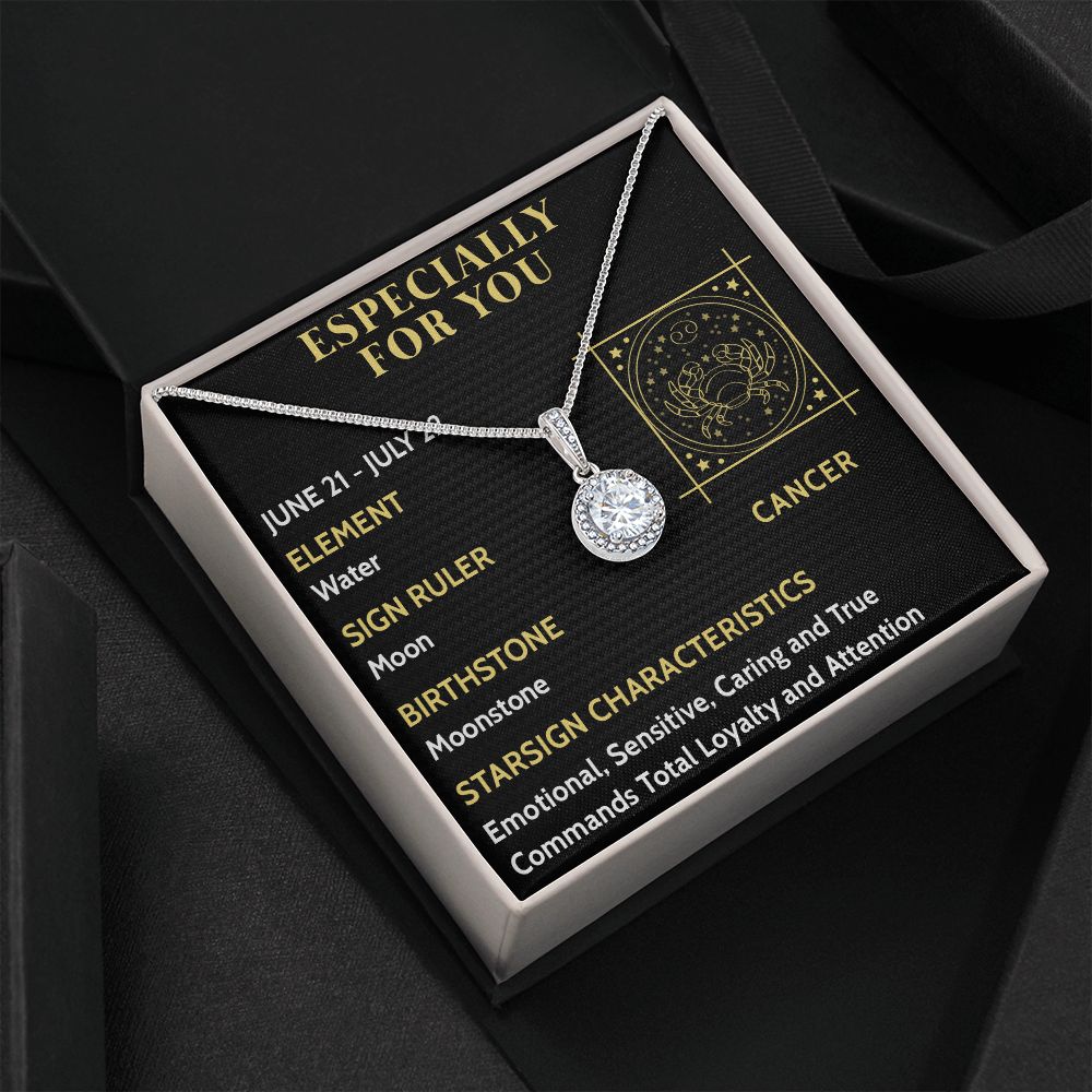 ESPECIALLY FOR YOU, CANCER MESSAGE CARD WITH ETERNAL HOPE NECKLACE, ZODIAC MESSAGE CARD, GIFT FOR HER