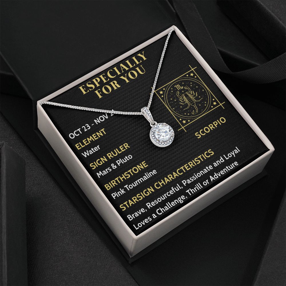 ESPECIALLY FOR YOU, SCORPIO MESSAGE CARD WITH ETERNAL HOPE NECKLACE, ZODIAC MESSAGE CARD, GIFT FOR HER