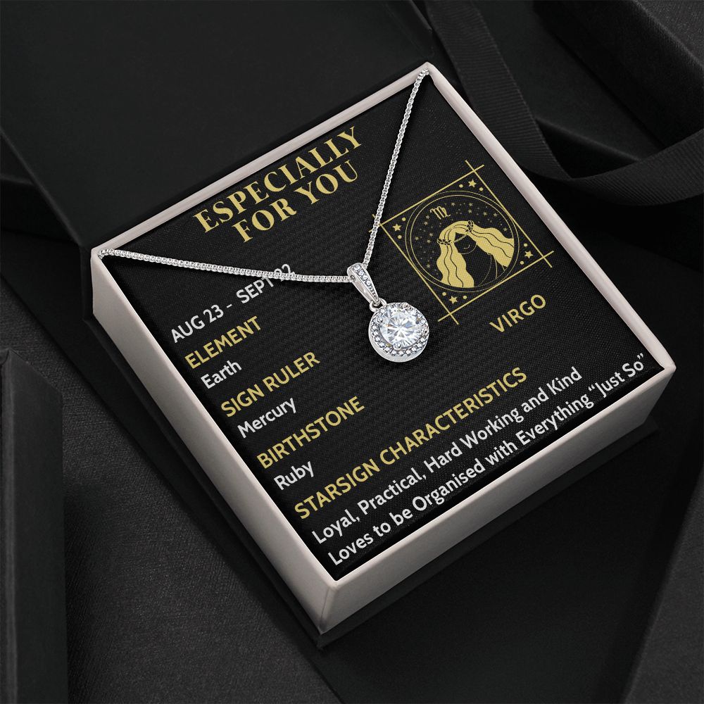 ESPECIALLY FOR YOU, VIRGO MESSAGE CARD WITH ETERNAL HOPE NECKLACE, ZODIAC MESSAGE CARD, GIFT FOR HER