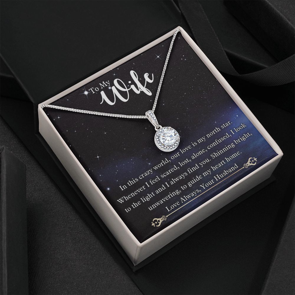 To My Wife, Our Love Is My North Star, Eternal Hope Necklace For Wife With Message Card, Birthday, Valentine's Day Gift For Her