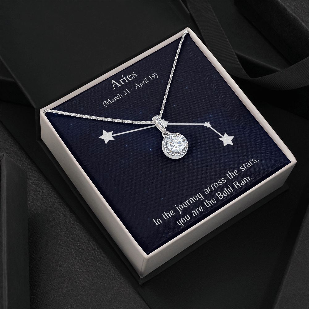 YOU ARE THE BOLD RAM, ARIES MESSAGE CARD WITH ETERNAL HOPE NECKLACE, ZODIAC MESSAGE CARD, GIFT FOR HER