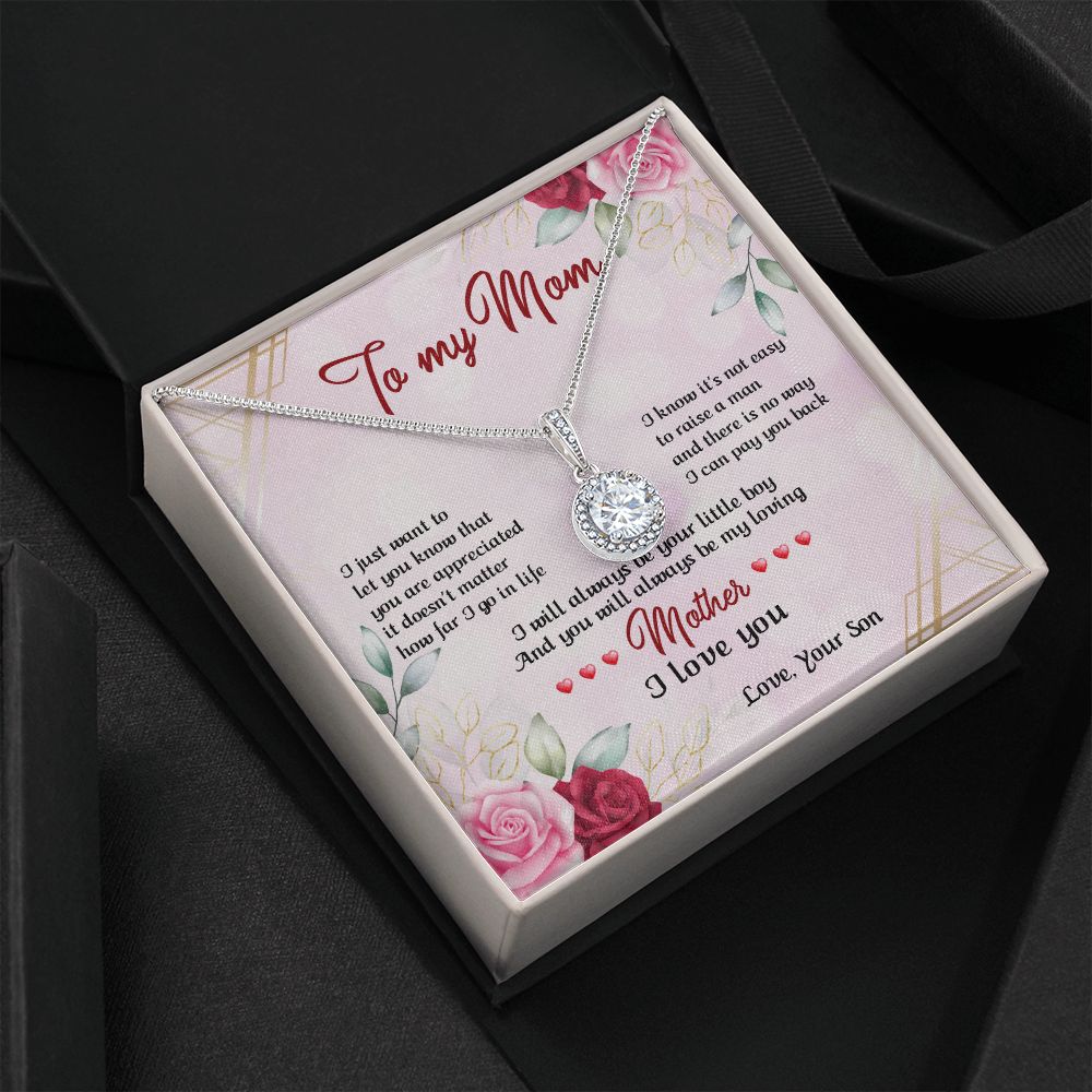 TO MY MOM, ETERNAL HOPE NECKLACE FOR MOM, NECKLACE WITH MESSAGE CARD, BIRTHDAY, MOTHER'S DAY GIFT FOR HER